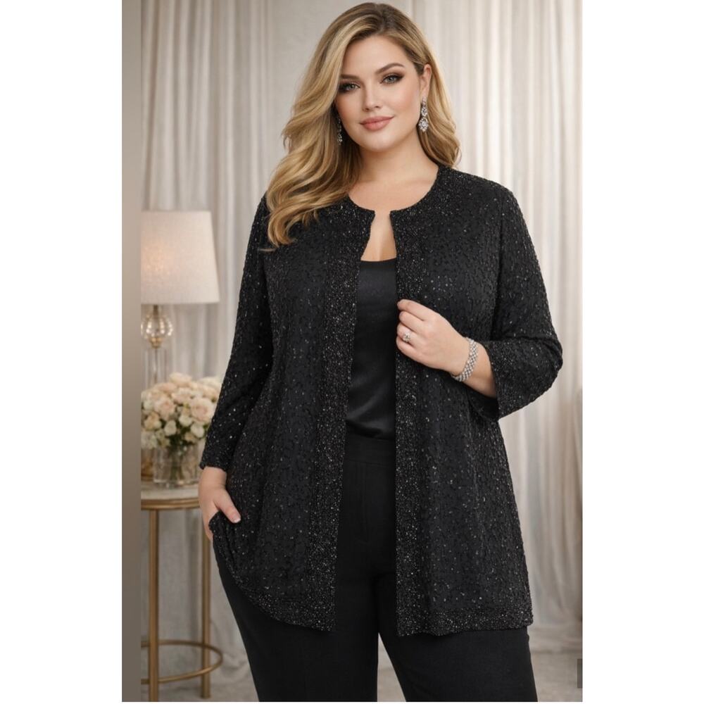 Vintage Stephanie Thomas Womens Beaded Sequin Jacket Size XL 1x Art to Wear